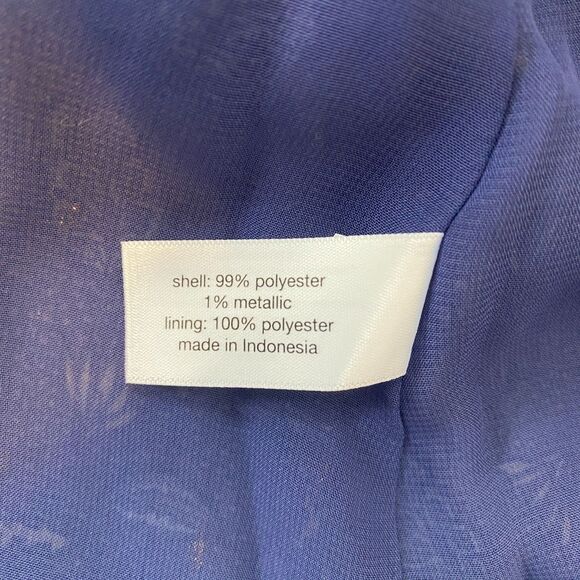 NWT Lane Bryant Blue Paisley Lurex Ruffle V Neck Chiffon Plus Blouse Lined 22/24 - Picture 11 of 12